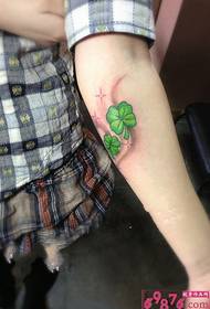 Arm small fresh four-leaf clover tattoo picture