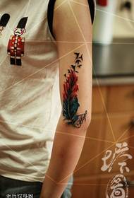 Arm personality, colored feather, tattoo picture