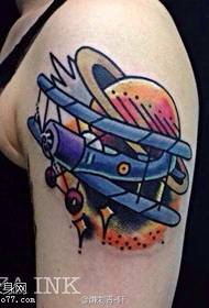 Arm color airplane cosmic tattoo pattern