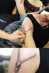Realistic photo zipper tattoo pattern