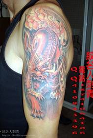 Handsome fire unicorn tattoo on the big arm