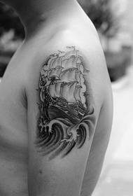 Personlighet arm mote svart grå seilbåt tatovering mønster bilde