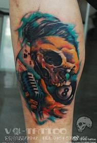 Brightly colored skull tattoo pattern