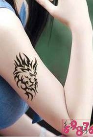Girl arm wolf totem tattoo picture