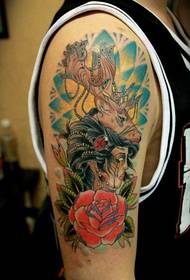Alternative elk and beauty arm tattoo pictures