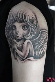Arm cute engel portret tatoeëermerk
