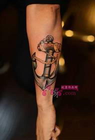 European and American sailboat anchor arm tattoo pictures