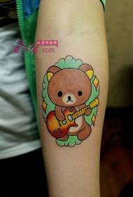 Cute guitar bear arm tattoo picture