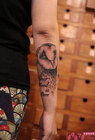 Cute owl arm tattoo picture