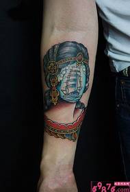 Тяжелый вкус парусной красоты рука татуировки картина