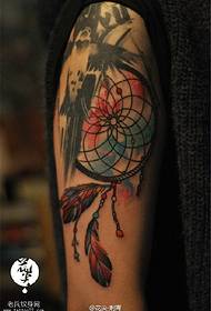 Arm color splash ink dream catcher tattoo picture