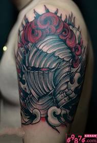 European and American medieval helmet alternative arm tattoo pictures