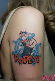 Isithombe se-Popeye retro cartoon arm tattoo