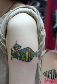 Colored small vase arm tattoo picture