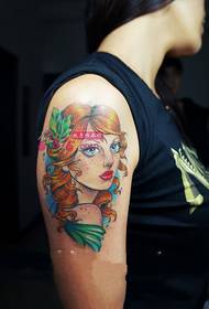 School wind portrait arm tattoo picture