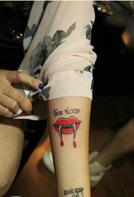 Personality arm fashion good looking colorful lips tattoo pattern pictures