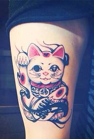 Stylish arm nice looking lucky cat tattoo pattern