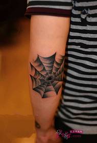 Creative ink spider web arm tattoo picture