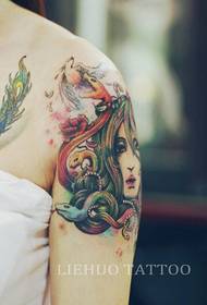 Μόδα γυναικείο χέρι όμορφο έγχρωμο μοτίβο τατουάζ εικόνα μοτίβο
