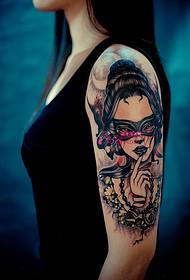 Alternative masked beauty arm tattoo pictures