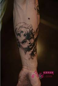 European and American sculpture angel baby arm tattoo pictures