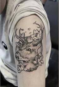 Stylish arm good looking black ash antelope tattoo pattern recommended picture