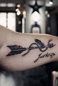 Fashion male arm personality arrow tattoo pattern picture