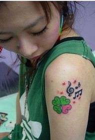 Beauty arm clover note tattoo pattern picture