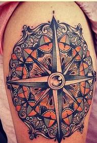 Fashion female arm beautiful colorful vanilla compass tattoo picture