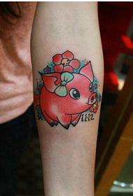 Girl arm cute classic good looking pig tattoo pattern picture