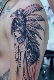 Personality arm fashion Indian girl tattoo pattern picture