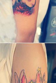 Cute kambal kuneho fashion arm tattoo larawan