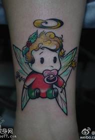 Patró de tatuatge d'àngel de color poc braç