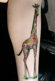 Beautiful arm nice looking colorful giraffe tattoo pattern picture