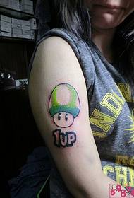 Green Mario Mushroom Arm Tattoo Picture