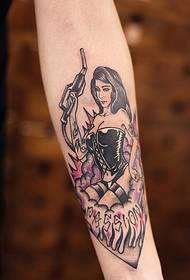 Arm stor tjej fläkt tatuering mönster bild