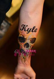 Colorful skull creative arm tattoo pictures