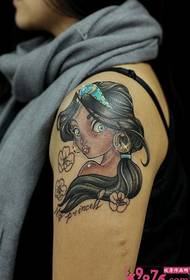 Krásná černá princezna hlava paže tetování obrázek