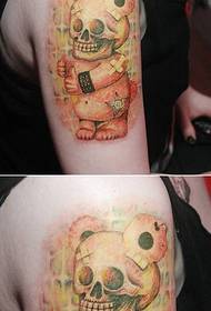 Creative skull violent bear arm tattoo picture