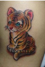 Fashion arm color lovable little tiger tattoo picture