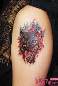 Domineering fashion wolf head arm tattoo picture