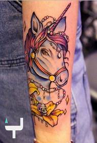 Personality arm fashion beautiful colorful unicorn tattoo pattern picture