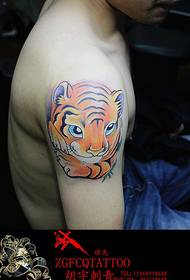 Color tiger skull tattoo