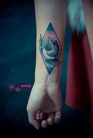 Bildo de Tattoo de Kreiva Oliva Branĉo-Birdo HD