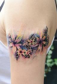 Beautiful star color flower tattoo pattern picture