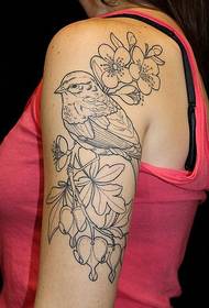 Mote kvinnelig arm vakker linje blomst tatovering mønster bilde