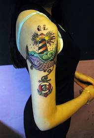 Beauty arm voyage lighthouse fashion tattoo pictures
