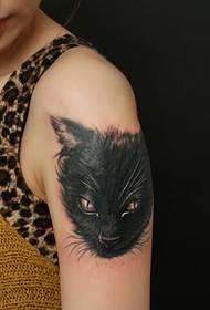 Beautiful arm fashion good looking black cat tattoo pattern