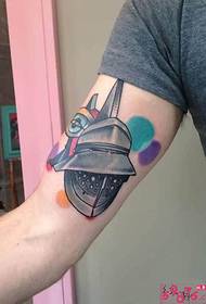 Personality helmet arm tattoo picture