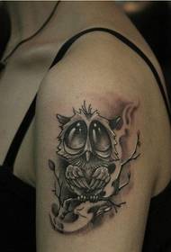 Ženská ruka krásná vypadající sova tetování vzor obrázek